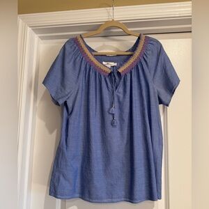 Vineyard Vines Embroidered Chambray Top Size Large